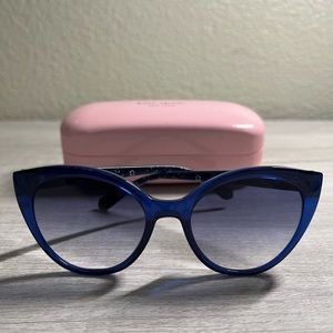 Kate Spade New York Blue Cat Eye Sunglasses with Smoke Mirror